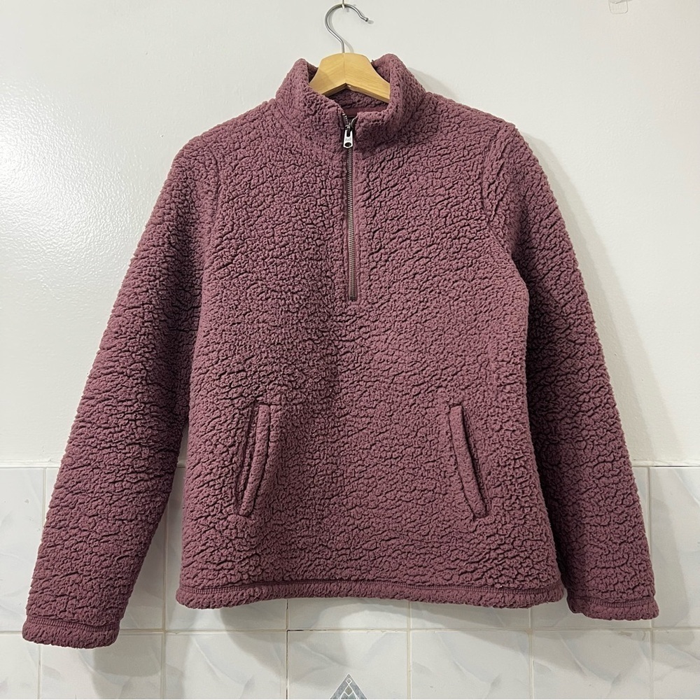 Abercrombie & Fitch Pink Faux Sherpa 1/4 Zip Fleece Cold Weather Pullover Jacket